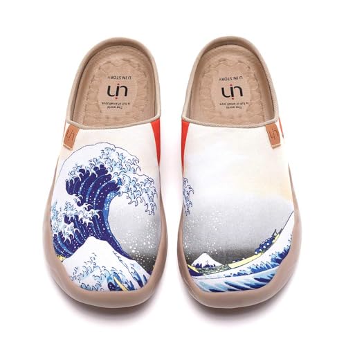 Image of UIN Slipper Woman Travel Art Painted Shoes Wide Toe Casual Home Slip On Mules Malaga