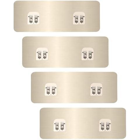 Ptinyiv 4 Adhesive Wall Hooks, No Drilling Adhesive Hooks for Hanging Kitchen Basket Cover