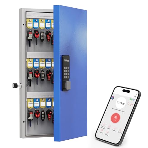 WeHere 48 Key Lock Box Wall Mount, APP Bluetooth/OTP/Wi-Fi Remote/Fixed