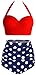 Amourri Womens Retro Vintage Polka Underwire High Waisted Swimsuit Bathing Suits Bikini,Red+blue,US 4-6=Tag Size M