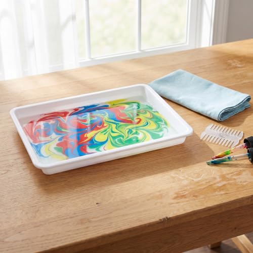 Bandeja rectangular de plástico blanco reutilizable para acuarela 2 piezas para aulas 6