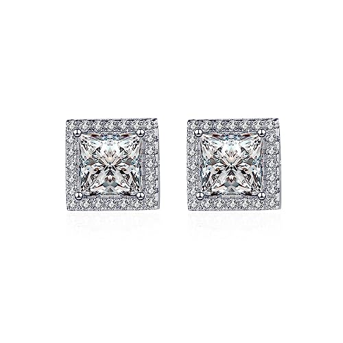 Boucles d’oreilles Moissanite 1ct×2 StarGems en argent 925 plaqué platine étincelant