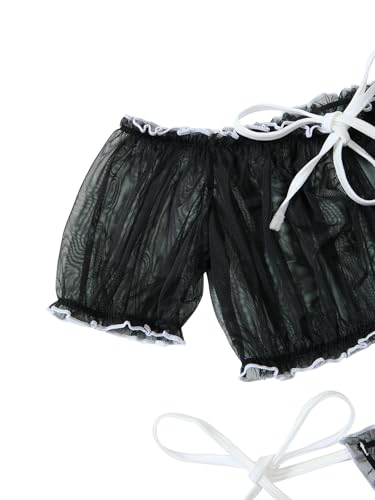 Image of Lilosy Sexy Stretch Ruffle Tie Sheer Mesh Lingerie Set Outfits
