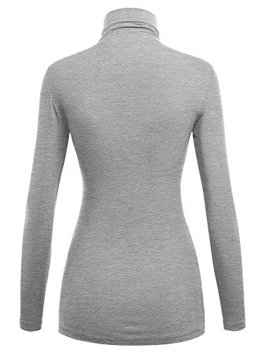Image of Lock and Love Women's Turtleneck Top Lightweight Long Sleeve Slim Fit Pullover, Soft Rayon Stretch Layering Basic, S-3XL