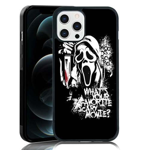 MMYAJT Favorite Scary Phone Case Compatible with iPhone 12 Pro Max, Scream iPhone Case Shockproof Black and White Phone Halloween Funny Cover Gift for Boy Girl Men Women