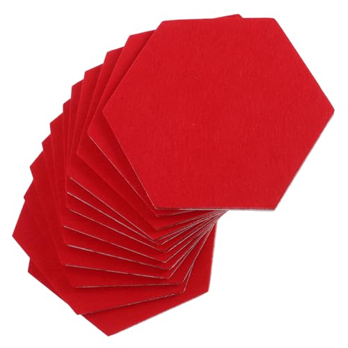 Beavorty Tableros de Anuncios Hexagonales Autoadhesivos de Fieltro Rojo 12 Piezas, Paneles de Pared Decorativos para Sala, Tablón para Notas y Fotos, Arte de Pared Funcional para Oficina