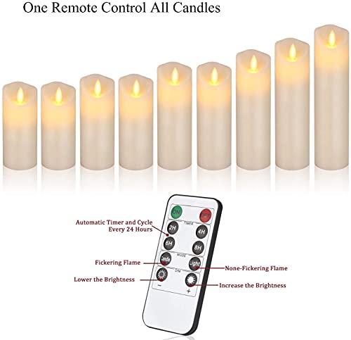 Antizer Flameless Candles Set Of 9 Ivory Dripless Real Wax Pillars Include Realistic Dancing Led Flames And 10-Key Remote Control With 24-Hour Timer Function 400+ Hours By 2 Aa Batteries #TOP5