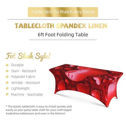 Nappe de table extensible élasthanne lavable nappe rectangulaire cœurs décoration fête - 6