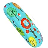 Glasses Case Hard Shell Holder For Reading Eyeglasses Eyewear W/Cleaning Cloth (Light Blue - Owl)