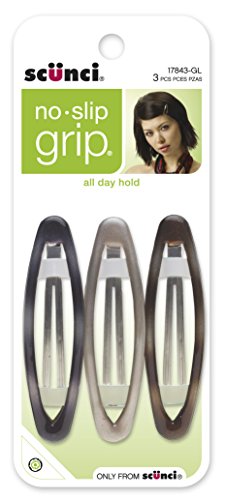Scunci No-slip Grip Oval Snap Clips, 3 Count