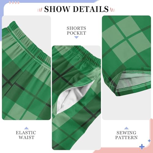 Happy St Patrick's Day Plaid Boys Long Pants Soft Trousers Elastic Waist Kids Lounge Bottoms with Pockets S-XL4