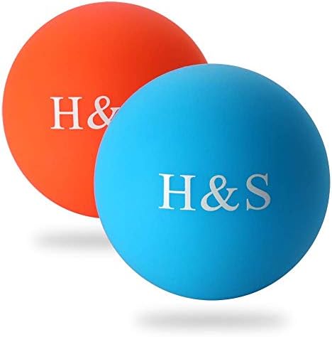 H&S 2 x Silicone Lacrosse Massage Balls – Trigger Point Muscle Roller & Hand Exercise Set for Myofascial Release
