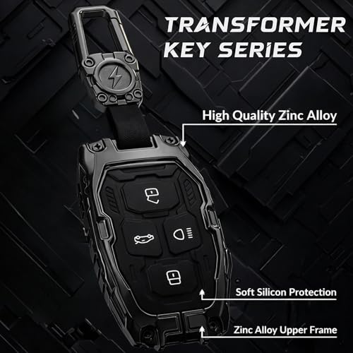 Image of Arika Waterproof Alloy Metal and Soft Silicone Key Cover Compatible with Tata Harrier | Safari | Nexon | Altroz | Tigor | EV | Punch | Tiago EV Electric - 4 Button Smart Key Only