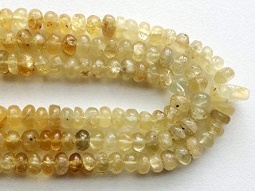 BEADS GEMSTONE 1 Strand Natural Yellow Aquamarine Beads, Yellow Aqua Plain Rondelle Beads, Natural Yellow Aquamarine Necklace, 7-8mm, 5 Inches Code-HIGH-16655