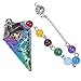 TUMBEELLUWA Healing Crystal Quartz 7 Chakra Pendulum Dowsing Gemstone Divination Reiki Stone,Rainbow