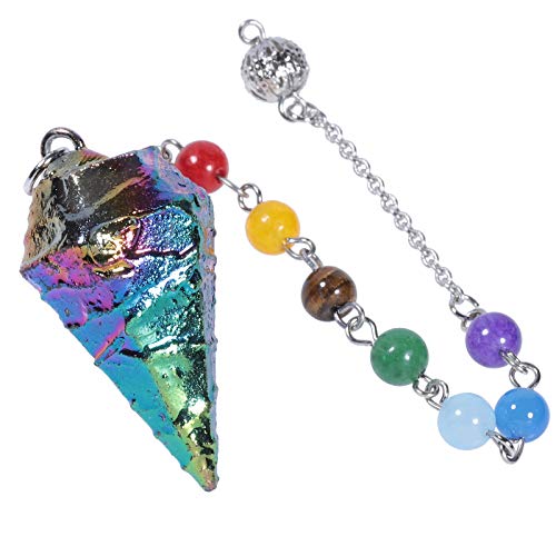 TUMBEELLUWA Healing Crystal Quartz 7 Chakra Pendulum Dowsing Gemstone Divination Reiki Stone2