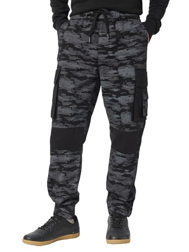 Image of The Souled Store Punisher: One Man Army Men and Boys Drawstringed Grey Camouflage Cotton Cargo Joggers