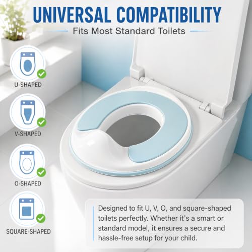 Potty Training Toilet Seat – Non Slip Kids Toilet Seat with Splash Guard, Portable Toddler Seat Fits U Shape V Shape Round Toilets, No Installation Required(Blue) - Image 4