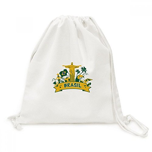 Sac à cordon Corcovado Brésil avec motif football en toile pour voyage