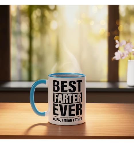 Taza de cerámica azul y blanca 11 onzas miniatura 3