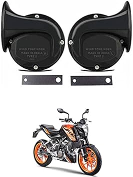 AYW Universal Windtone Jalwa Horn (2 and 4 wheelers), Black color, Heavy plastic body, Set of 2, 12V voltage For Duke 125 Universal For All Models