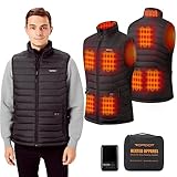Topdot Men's Heated Vest with 8 Heating Zones, 7.4V 14000mAh Battery Pack Included, Lightweight Warm