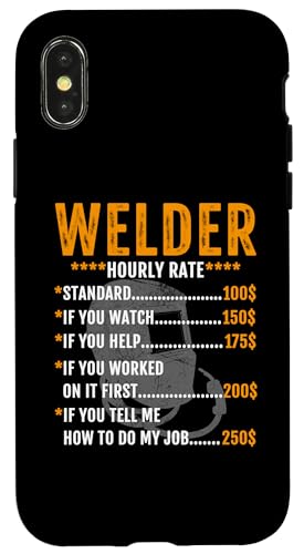 Carcasa para iPhone X/XS Vintage Welding Welder Hourly Rate Funny Welder Men