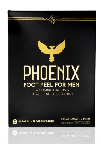 Phoenix Foot Peel For Men - Extra Large - Extra Strength - Exfoliating Dry Feet Treatment - Callus Remover - Unscented - Paraben And Fragrance Free (Pack Of 2) #TOP1