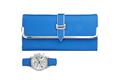 Women's Matching Watch & Wallet - Blue