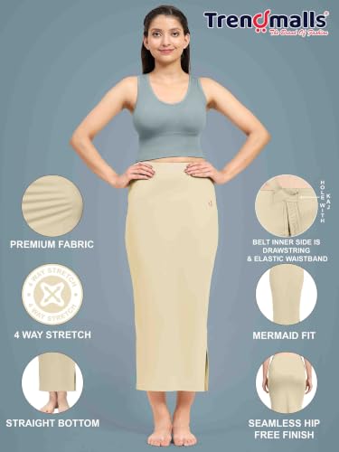 Image of TRENDMALLS Women's Polyester Spandex Stretchable Straight Saree Shapewear Petticoat for Women, Cotton Blended, Skirts for Women, Saree Shaper