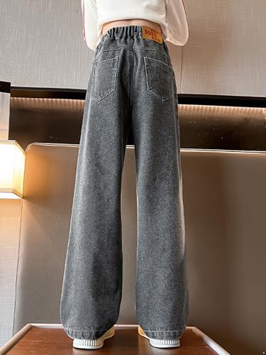 JEYPINMI Girls Fashion Jeans Bootcut Loose Fit Distressed Denim Pants High Waisted Baggy Trousers4