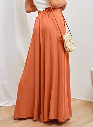 Image of Dokotoo Pants for Women Casual Elastic Waist Wide Leg Pants with Pockets