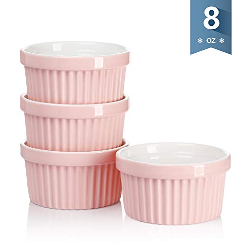Sweese 501.108 Porcelain Souffle Dishes, Ramekins for Baking - 8 Ounce for Souffle