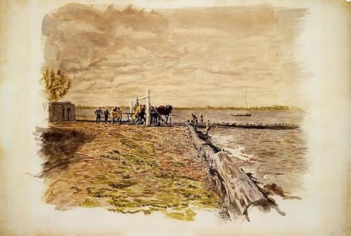 Peintures Dessiner la Seine par Eakins - Décoration Murale Salon Moderne 60x90cm