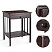 Homfa Bamboo Night Stand End Table with Drawer and Storage Shelf Multipurpose Home Furniture, Dark Brown