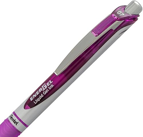 Miniatura 4 de Pentel EnerGel XM BL77 - Bolígrafo retráctil de tinta de gel líquido, 0.028 in, 54% reciclado, color morado, paquete de 3