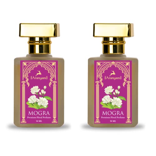 Image of Aranyam Perfumes Natural Mogra Perfume Combo for Women | No Synthetic Chemicals, Long Lasting Fragrance Luxury Parfum Perfect for Gift & Personal use (Pack of 2, 50 ml)