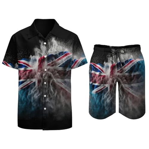 Puerto Rico Flag Men's Two-piece Set Short Sleeve Button Up Shirt Summer Beach Shorts Casual Wear2