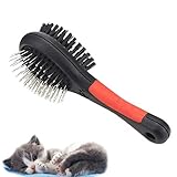 Fast and Good Professional Double Sided Pin & Bristle Combo Brush for Dogs & Cats, Grooming Comb for Cleaning Shedding & Dirt Short Medium or Long Hair+ Durable Slider Storage Bag (small)