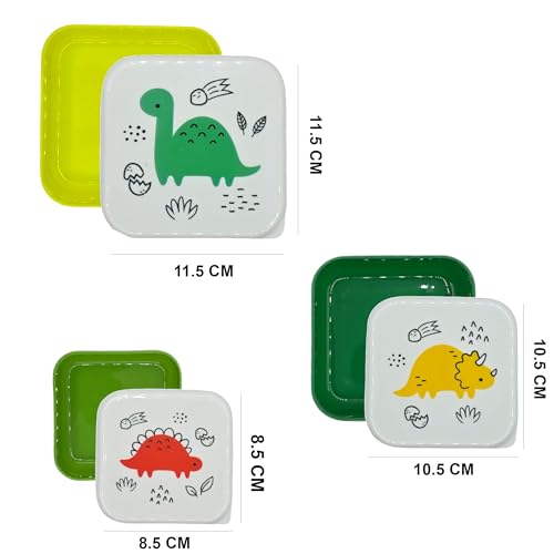 ARKRAFT Set mit 3 Brotdosen für Kinder, Motiv Dinosaoru, für Picknick, Schule