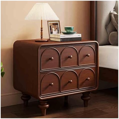 Curved Corner Nightstand, Stylish Bedside Table with Drawers, Versatile Side Table for Bedroom, Living Room, and Office, Space-Saving Design