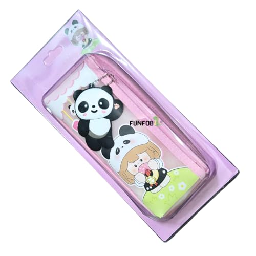 Image of Funfob Panda Pencil Pouch for School College for Pen Pencil Panda Pencil Box Travel or Cosmetic Case | Panda Pouch Keychain Purple