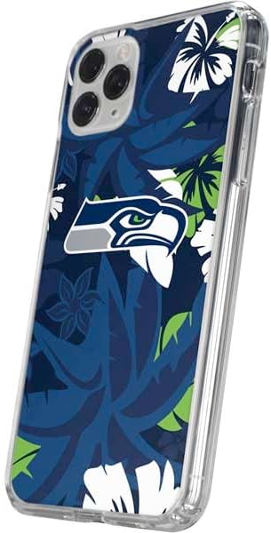 Skinit Clear Phone Case Compatible with iPhone 11 Pro - Officially Licensed NFL Seattle Seahawks Tropical Print Design