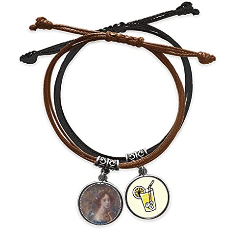 Peinture à l'huile bracelet en cuir véritable et cordon tressé main de Mlle Chute xjj