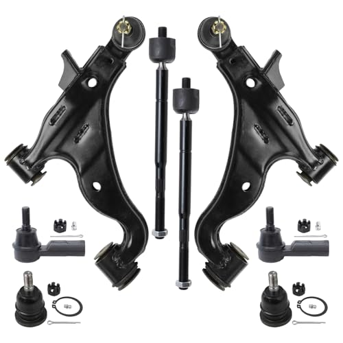 Image of Detroit Axle - RWD Front End Kit for 2005-2015 Toyota Tacoma 2006 2007 2008 2009 2010 2011 2012 2013 2014, 2 Lower Control Arms with Ball Joint 4 Outer Inner Tie Rods 2 Upper Ball Joints Replacement