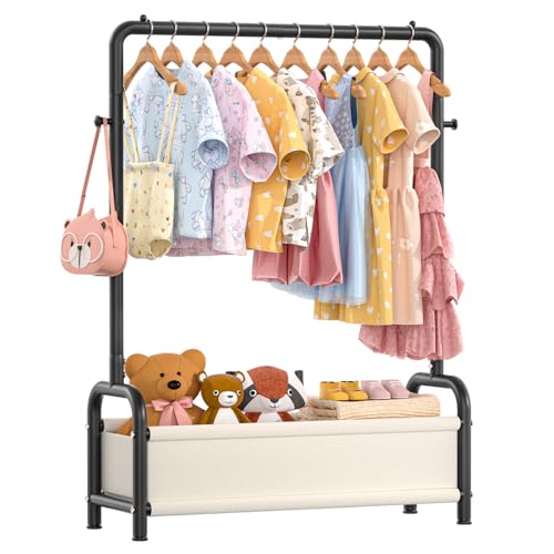 Kids Clothing Rack with Storage Shelf, Kids Dress Up Storage