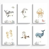 ayurvana Set de 6 Láminas Infantiles Animales del Bosque A4 – Cuadros Bebé Estilo Nórdico Acuarela – Decoración Habitación – Pósters Recién Nacido Sin Marco – Regalo Baby Shower (MARPACK6)