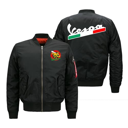 Cazadora Piloto V.e.s.p.a, Traje de Vuelo Ligero con Cremallera, Primavera Otoño Verano Cazadoras Caballero, Aire(Black,3XL)