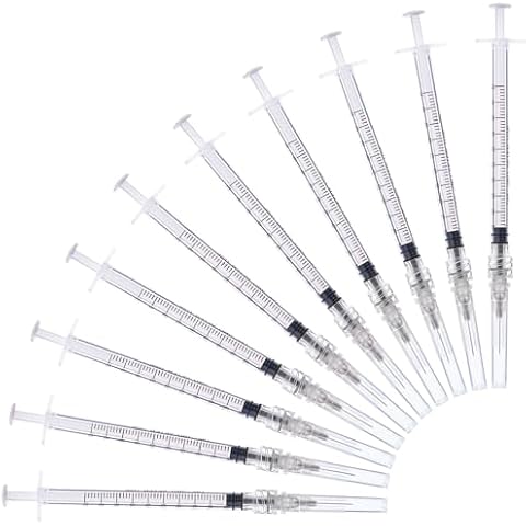 1ml Syringes with 27Ga 1/2Inch Needle, Individual Package, Each Individually Wrapped-Pack of 100 Cover