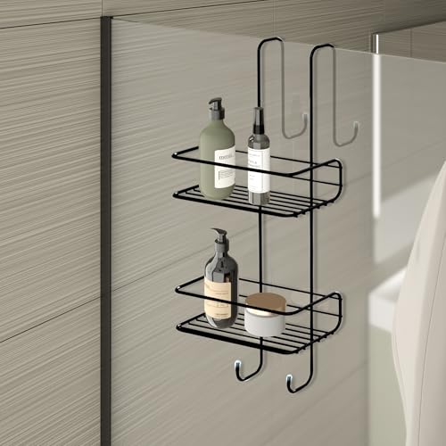 Serviteur de douche double noir mat à suspendre sans percer 49cm - 5